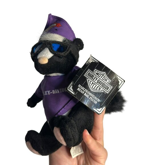 VTG 1999 Harley-Davidson "Starke" the Skunk Bean Bag Plush | Purple & Black - Picture 2 of 6